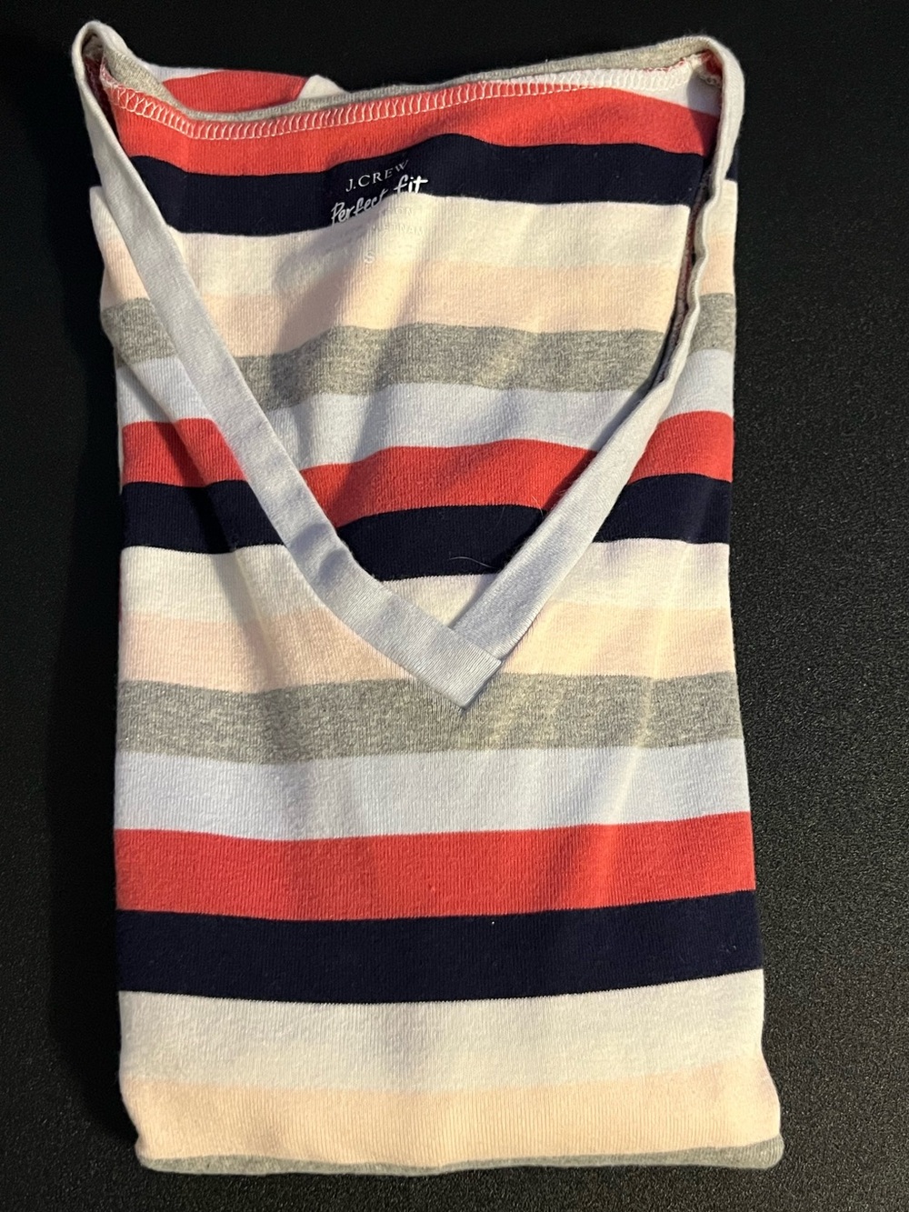 J. Crew Perfect Fit Striped V-Neck Sweater